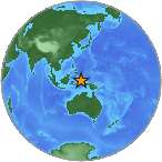 Earthquake location -0.725S, 127.75W