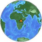 Earthquake location -0.2296S, 29.7826W