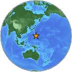 Earthquake location 21.6406S, 143.459W