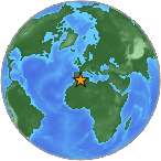 Earthquake location 35.678S, 0.1576W