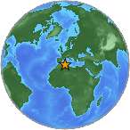 Earthquake location 36.5786S, 6.3109W