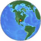Earthquake location 36.1767S, -97.2641W