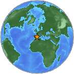 Earthquake location 38.679S, -0.502W