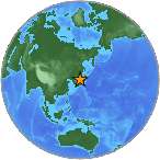 Earthquake location 42.1649S, 136.6929W
