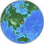 Earthquake location 42.5345S, 131.3592W