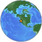 Earthquake location 43.3381S, -126.7187W