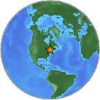 Earthquake location 43.2947S, -73.6385W
