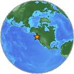 Earthquake location 51.5247S, -130.9331W