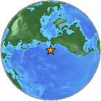 Earthquake location 51.3499S, -166.979W