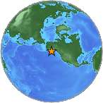 Earthquake location 57.1958S, -143.274W
