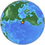 Earthquake location 54.2034S, -162.684W