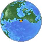 Earthquake location 52.6756S, -168.2424W