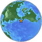 Earthquake location 52.8173S, -174.0775W