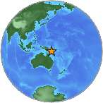 Earthquake location -9.5703S, 148.5756W