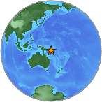 Earthquake location -9.7236S, 154.9858W
