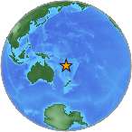 Earthquake location -21.2555S, 168.7782W