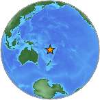 Earthquake location -20.5768S, 172.5533W