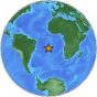 Moderate earthquake 5 mag, southern Mid-Atlantic Ridge