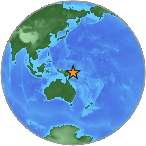 Earthquake location -6.411S, 152.126W